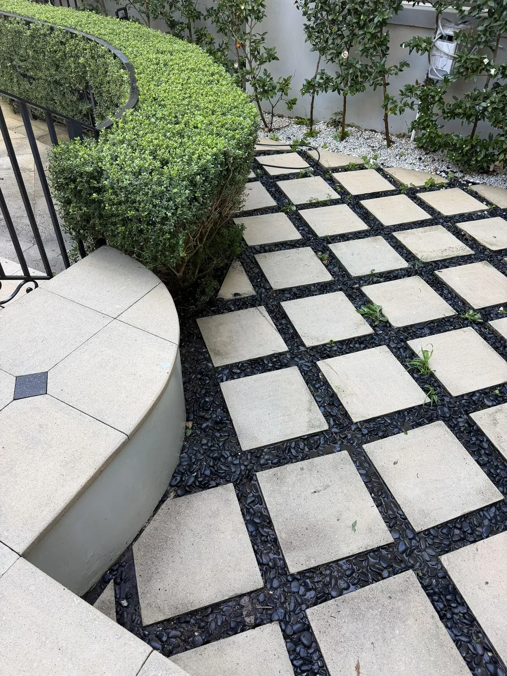 Pressure-washed paving and garden edge detail on a Hills District property, Laroura Property Maintenance