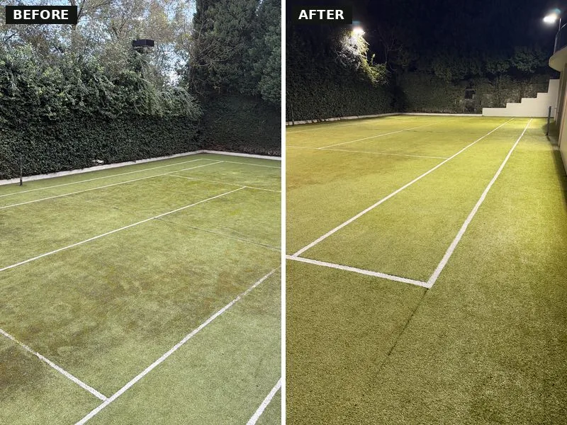 Tennis court restoration before and after, Hills District Sydney